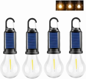 Solar Rechargeable Hooked Camping Light, Solar Tent Lights USB Rechargeable LED Camping Lantern, 2025 New Vintage Outdoor Tent Ambient Light, for Power Outages, Hiking,Campsites (B,4PC)