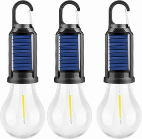 Solar Rechargeable Hooked Camping Light, Solar Tent Lights USB Rechargeable LED Camping Lantern Multi-Functional Waterproof Portable USB Rechargeable Led Lights for Camping, Emergencies (3)