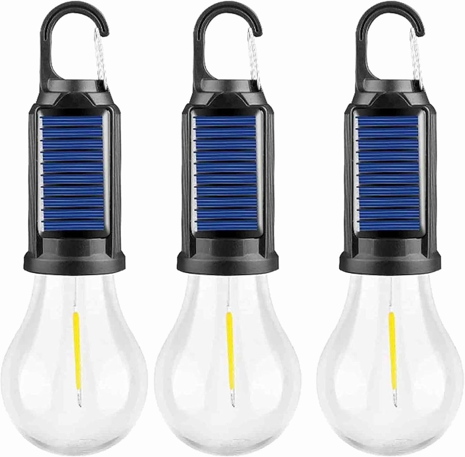 Solar Rechargeable Hooked Camping Light, Solar Tent Lights USB Rechargeable LED Camping Lantern Multi-Functional Waterproof Portable USB Rechargeable Led Lights for Camping, Emergencies (3)