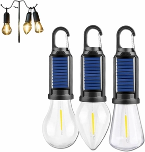 Solar Rechargeable Hooked Camping Light, Vintage Outdoor Tent Ambient Light, Outdoor Waterproof, 2025 New Solar Tent USB Rechargeable Led Camping Lantern, with Clip Hook, Vintage (D)