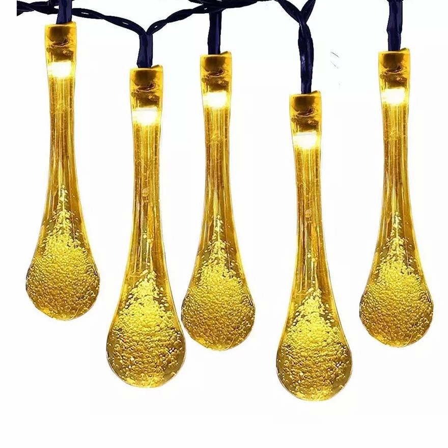 Solar String Lights 20ft 30 LED Water Drop Solar String Fairy Waterproof Lights