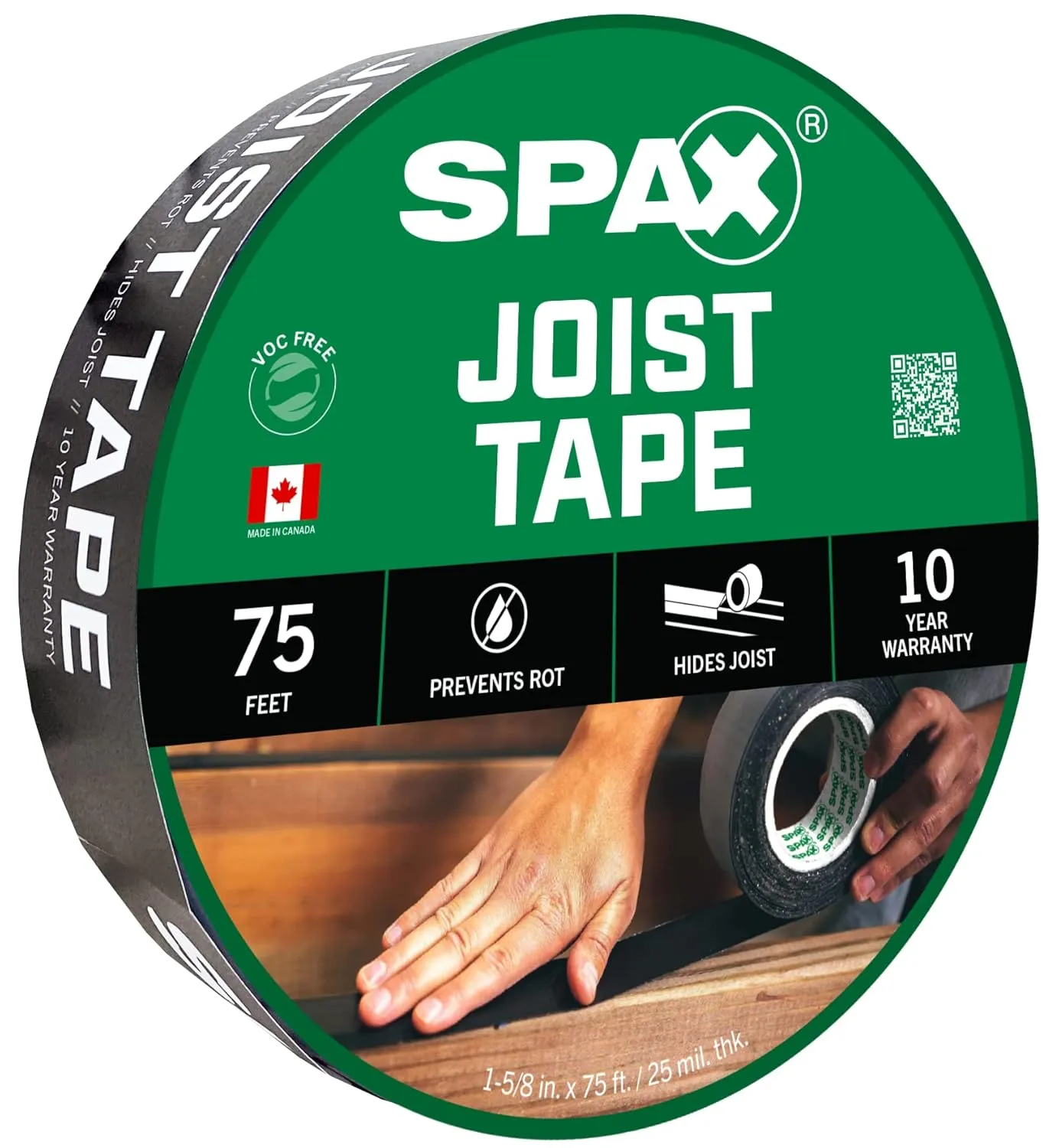 SPAX 1 5/8" x 75' Waterproofing Deck Flashing Tape for Joist and Ledger Wood Beams (1 EA)