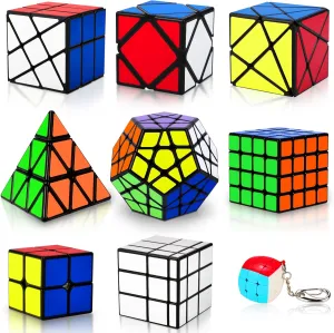Speed Cube Set, Puzzle Cube,9 Pack Magic Cubes Pyraminx Pyramid   2x2   3x3   4x4   Megaminx   Mirror   Mini 3x3   Skewb   Fenghuolun Puzzle Cube Toy for Kids & Adults