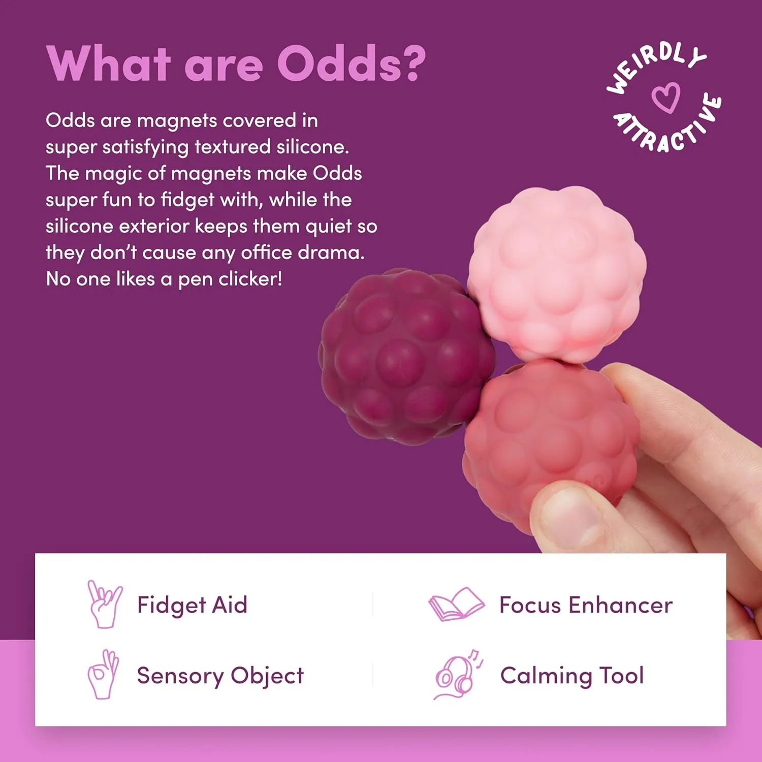 Speks Odds Soft Silicone Fidget Magnets | Silent Stress Relief Toys | Textured Magnetic Balls for Adults & Teens 14  | Purple