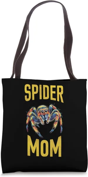 Spider mom jumping spider, jumping spider, writing in yellow Tote Bag