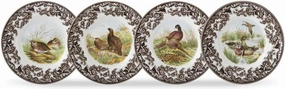 Spode Woodland Canape Plates 6.5” | Set of 4 Mini Appetizer Plates with Assorted Bird Motifs | Microwave and Dishwasher Safe | Porcelain Dessert Plates