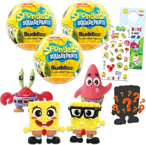 Spongebob Blind Ball Party Favors Bundle - 2 Pack Blind Ball Mystery Mini Figures Plus Stickers, More | Spongebob Squarepants Mini Figurines for Kids, Boys, Girls