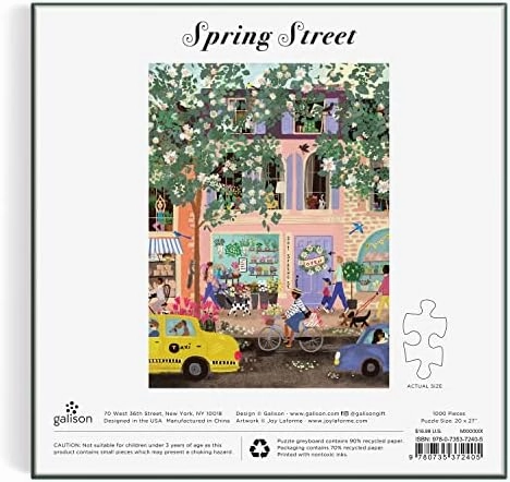 Spring Street 1000 Piece Puzzle in a Square Box from Galison - 1000 Piece Puzzle for Adults, Beautiful Illustrations from Joy Laforme