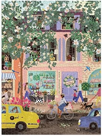 Spring Street 1000 Piece Puzzle in a Square Box from Galison - 1000 Piece Puzzle for Adults, Beautiful Illustrations from Joy Laforme