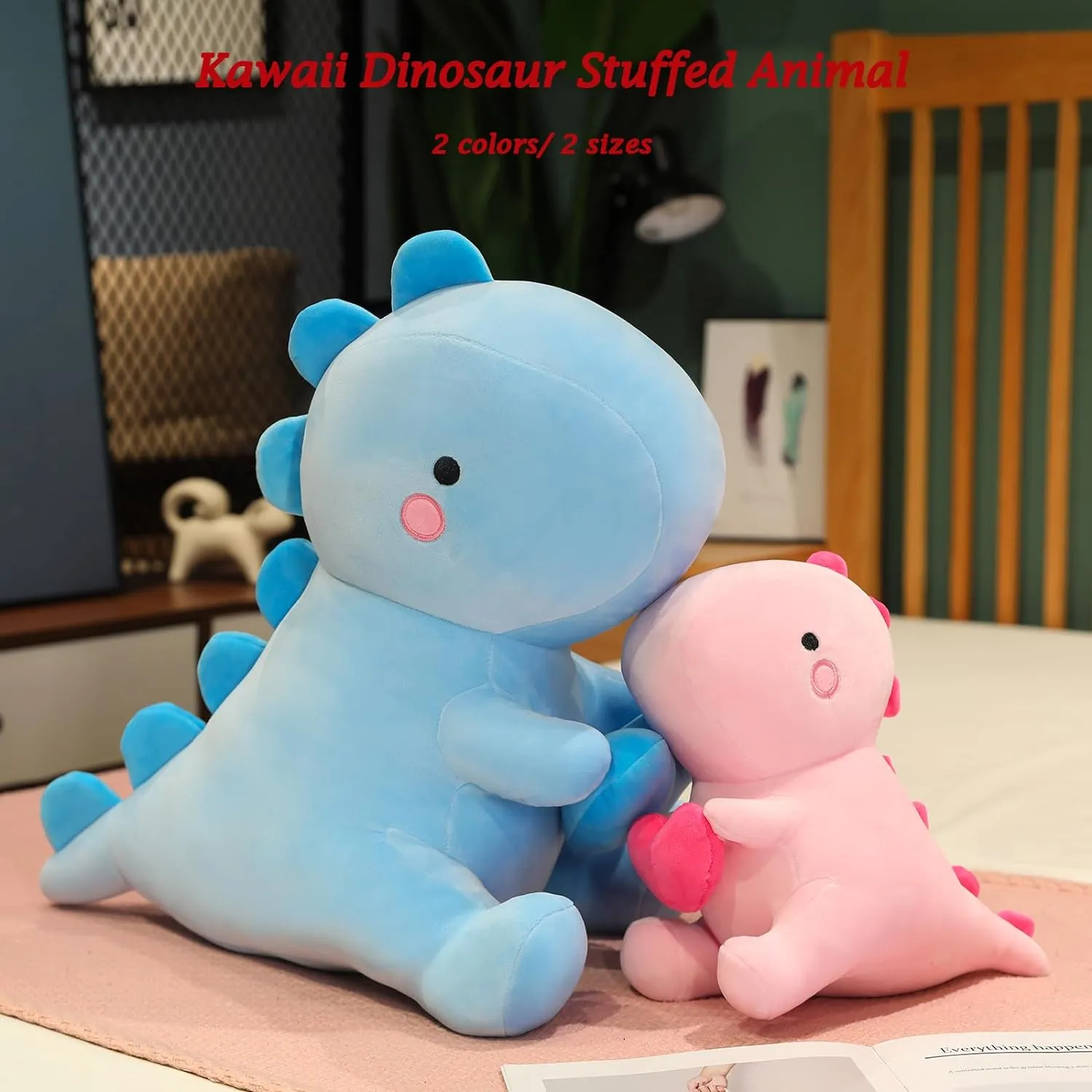 SQEQE Dinosaur Stuffed Animal, Loving Soft Dino Plush Toys with Holding Heart for Valentine Day, Sweet Romantic Anniversary Birthday Gift for Her Girls Boys Girlfriend(Blue,20 inch)