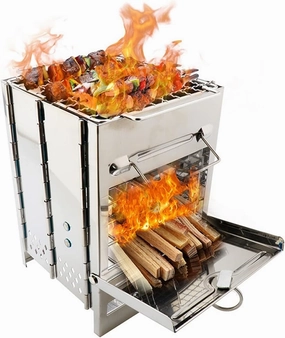 Square Wood Stove Outdoor Grill Mini Grill BBQ Outdoor Grill Camping Picnic Folding Grill