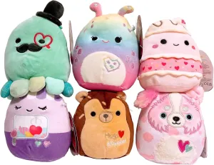 Squishmallows Kellytoy 2023 Valentines Squad 5" Set of 6 Mini Plush Doll Toy (Assortment A)