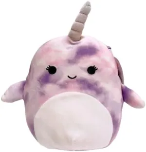 Squishmallows Nabila The Narwhal Plush, 8 Inch, Purple Tie Dye