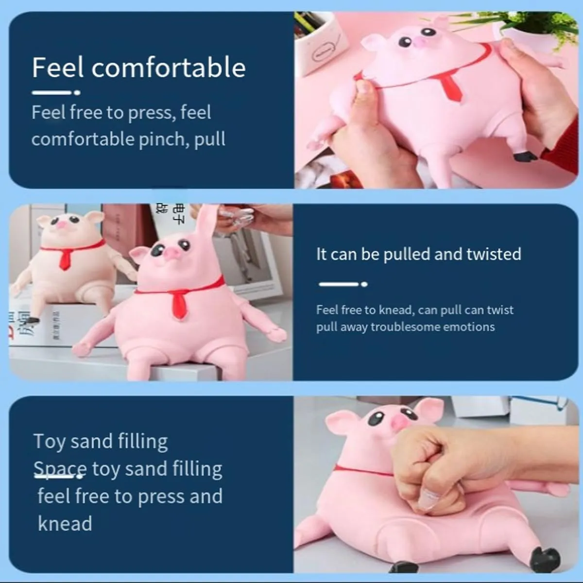 Squishy Toys - Pink Squishy Pig Toy for Kids & Adults, Novelty Squeeze Toy for Stress Relief & Anxiety (Big)