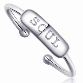 Stacking Ring [ENGRAVED w/ "Soul"] - Adjustable - [.925 Sterling Silver]