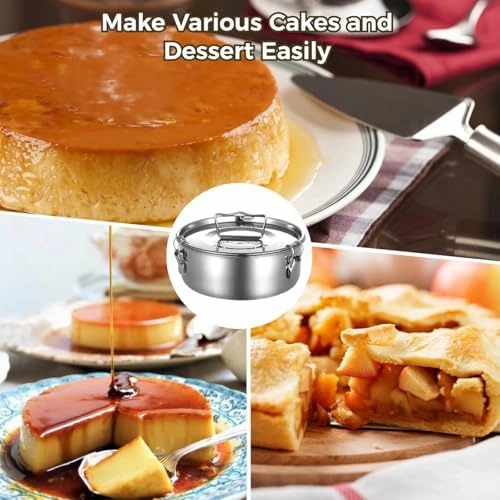 Stainless Steel Flan Mold 1.6QT, Flan Pan for Instant Pot Mexican Design Flanera Flan Maker, Molde Para Flan for Steaming Foods, 7.5"×3"