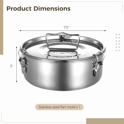 Stainless Steel Flan Mold 1.6QT, Flan Pan for Instant Pot Mexican Design Flanera Flan Maker, Molde Para Flan for Steaming Foods, 7.5"×3"