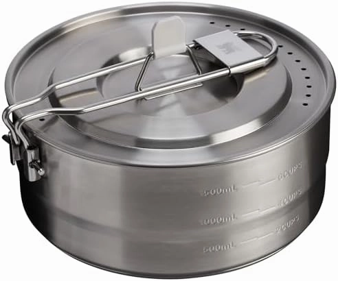 Stanley Wildfare Pro 5-Piece Stainless Steel Saucepan Cook Set | 2 qt Saucepan with Fold & Lock Handle | Cutting Board and Spoon | Camping Essentials for Your Camp Kitchen | BPA-Free