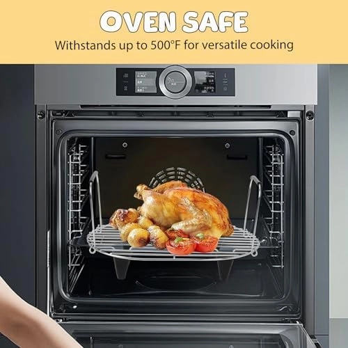 Steam and Roast Rack Compatible with Ninja Foodi Possible Cooker Pro 8.5 Quart MC1000,MC1001,MC1010 Slow Cooker Crock,Stainless Steel Ninja Possible Cooker Pro Accessories with Silicone Feet & Handles