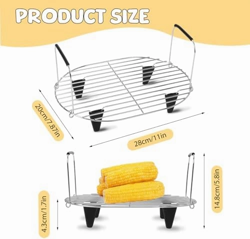 Steam and Roast Rack Compatible with Ninja Foodi Possible Cooker Pro 8.5 Quart MC1000,MC1001,MC1010 Slow Cooker Crock,Stainless Steel Ninja Possible Cooker Pro Accessories with Silicone Feet & Handles