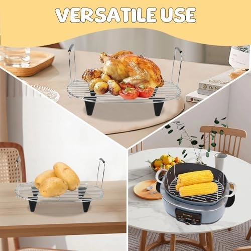 Steam and Roast Rack Compatible with Ninja Foodi Possible Cooker Pro 8.5 Quart MC1000,MC1001,MC1010 Slow Cooker Crock,Stainless Steel Ninja Possible Cooker Pro Accessories with Silicone Feet & Handles