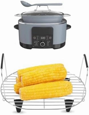 Steam and Roast Rack Compatible with Ninja Foodi Possible Cooker Pro 8.5 Quart MC1000,MC1001,MC1010 Slow Cooker Crock,Stainless Steel Ninja Possible Cooker Pro Accessories with Silicone Feet & Handles