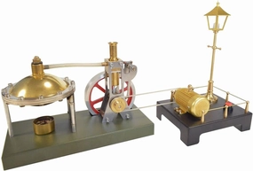 Steam Engine Kit That Runs, DIY Assembly Retro Steam Engine Model with Boiler Support and Additional Load Mini Steam Generator and Lamp Scene, Science Education Kit Gift