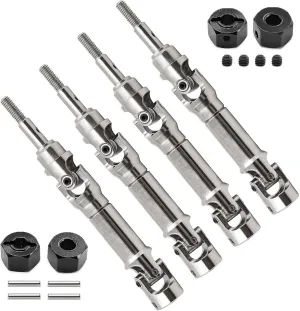Steel Front & Rear Universal Drive Shaft CVD with Wheel Hex Hub for Traxxas Mini Maxx RC Car (Black)