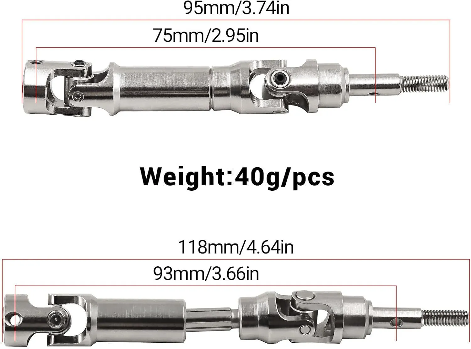 Steel Front & Rear Universal Drive Shaft CVD with Wheel Hex Hub for Traxxas Mini Maxx RC Car (Black)