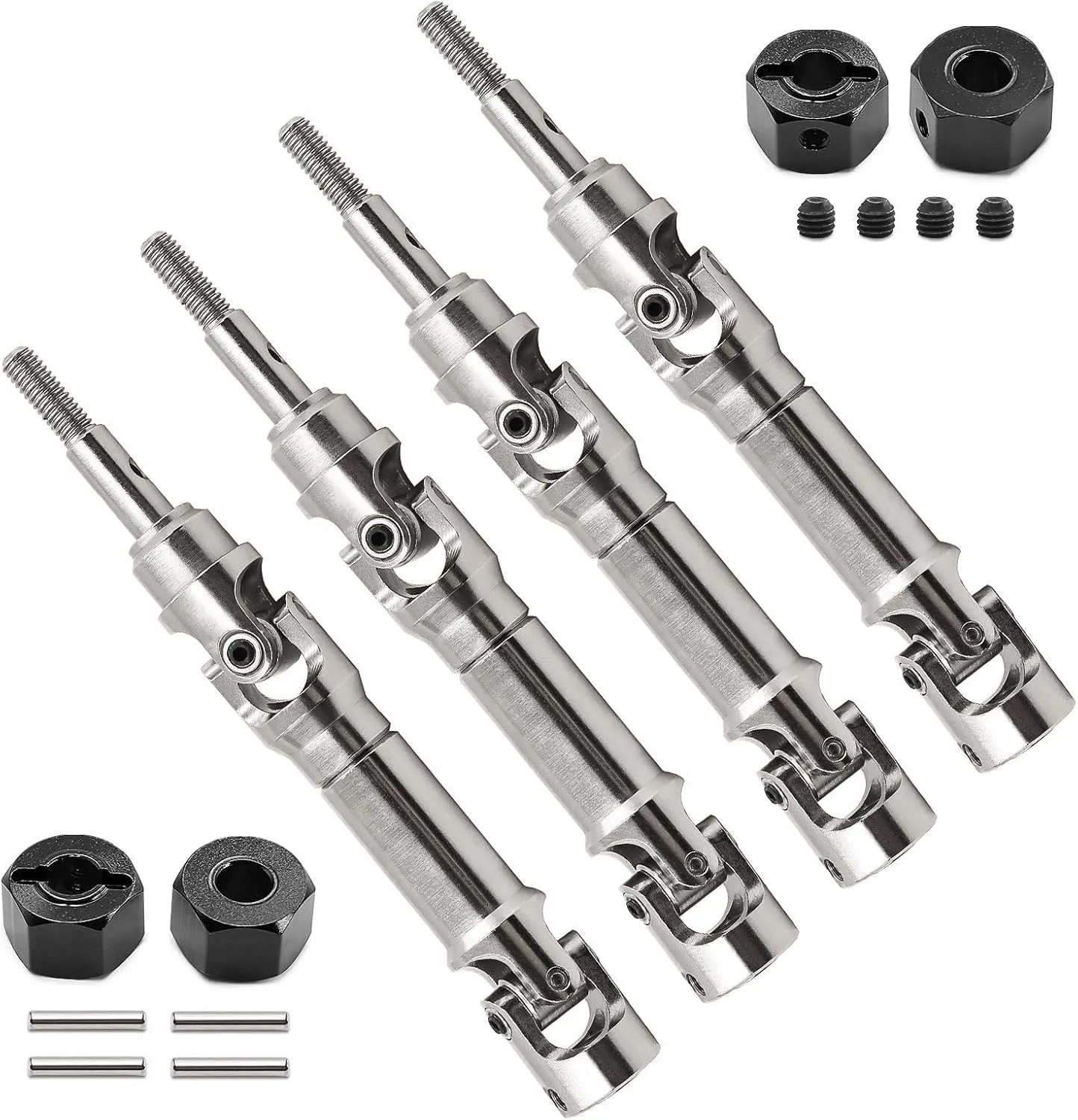 Steel Front & Rear Universal Drive Shaft CVD with Wheel Hex Hub for Traxxas Mini Maxx RC Car (Black)
