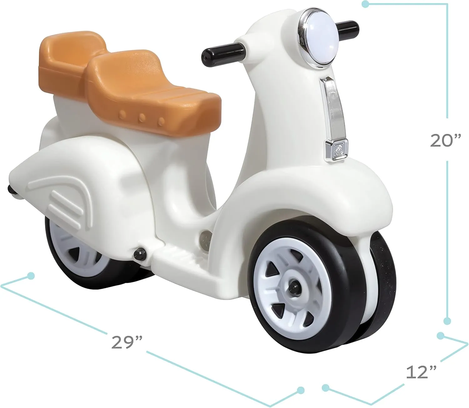 Step2 Ride Along Scooter Kids Push Car, Foot Powered Ride On Toy, Practice Balance with 4 Wheels, Made of Durable Plastic, Max Weight 40 lbs., For Toddlers 1.5-4 Years Old, White