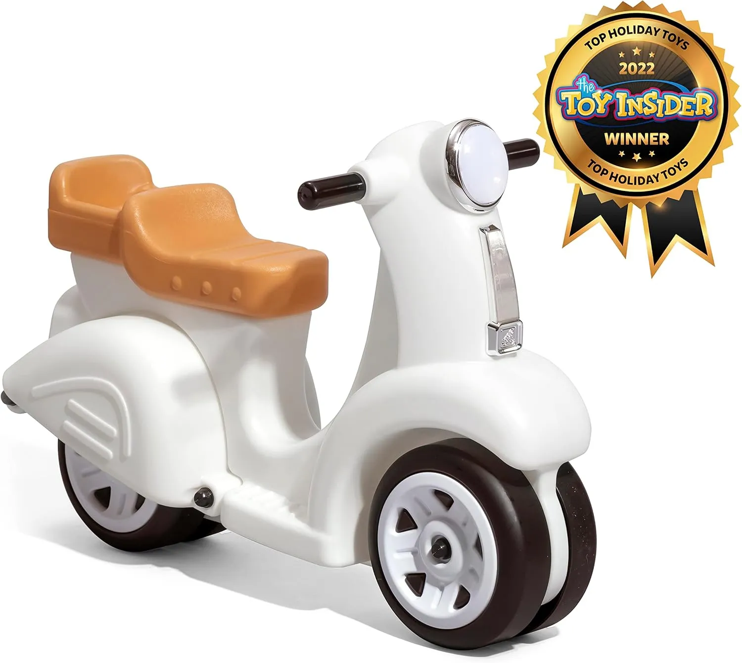 Step2 Ride Along Scooter Kids Push Car, Foot Powered Ride On Toy, Practice Balance with 4 Wheels, Made of Durable Plastic, Max Weight 40 lbs., For Toddlers 1.5-4 Years Old, White