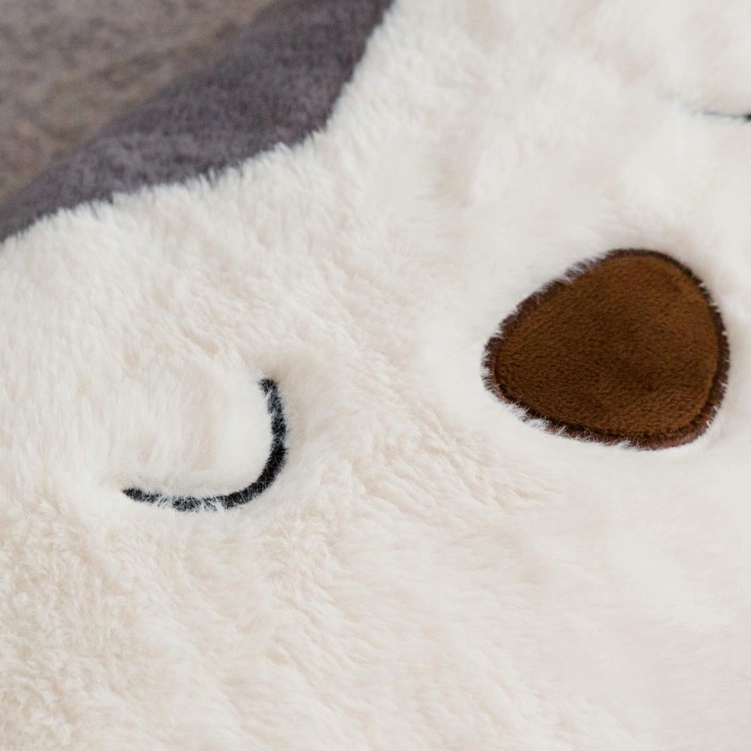 Stuffed Animal Lumbar Pillow, Super Soft Plush Cuddle Throw Pillow for Kids, Cute Fox Shaped Pillow, 12 x 24 Inches, Grey, Ivory