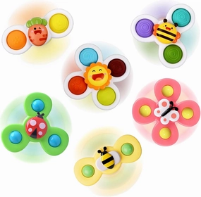 Suction Cup Spinner Toy for Baby - Suction Cup Fidget Spinner Toys Bath Toys Window Spinning Top Baby Toys 12-18 Months Christmas Birthday Gifts for 1 2 3 Boys Girls Sensory Toys for Toddlers 1-3