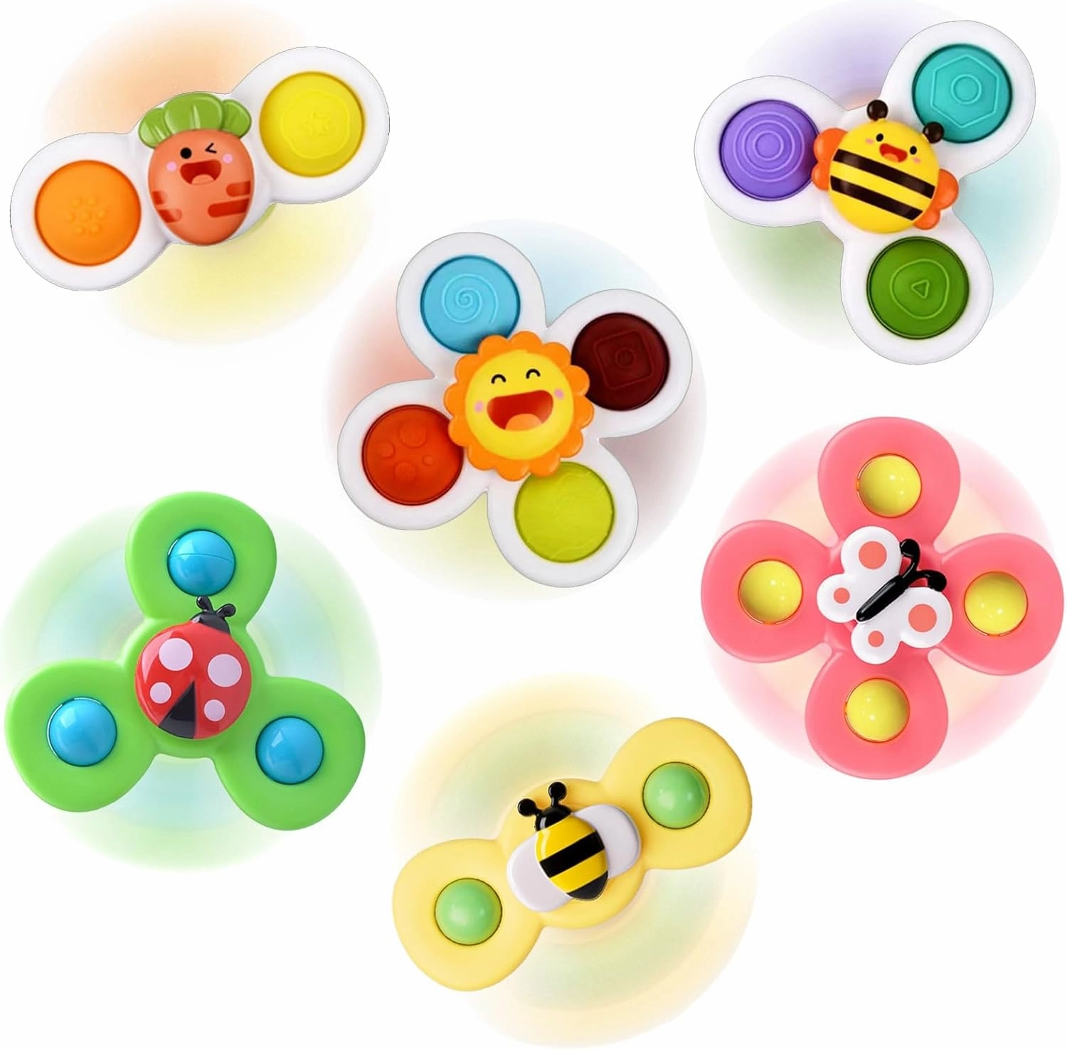 Suction Cup Spinner Toy for Baby - Suction Cup Fidget Spinner Toys Bath Toys Window Spinning Top Baby Toys 12-18 Months Christmas Birthday Gifts for 1 2 3 Boys Girls Sensory Toys for Toddlers 1-3