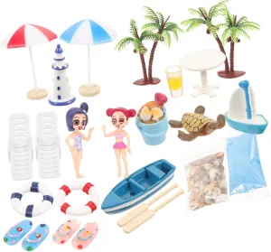 SUPVOX 1 Set Mini Beach Theme Micro Landscape Ornament Chic Dollhouse Accessories for Summer Decor Realistic Miniature House Decoration and Photo Props Unique Beach Style Details