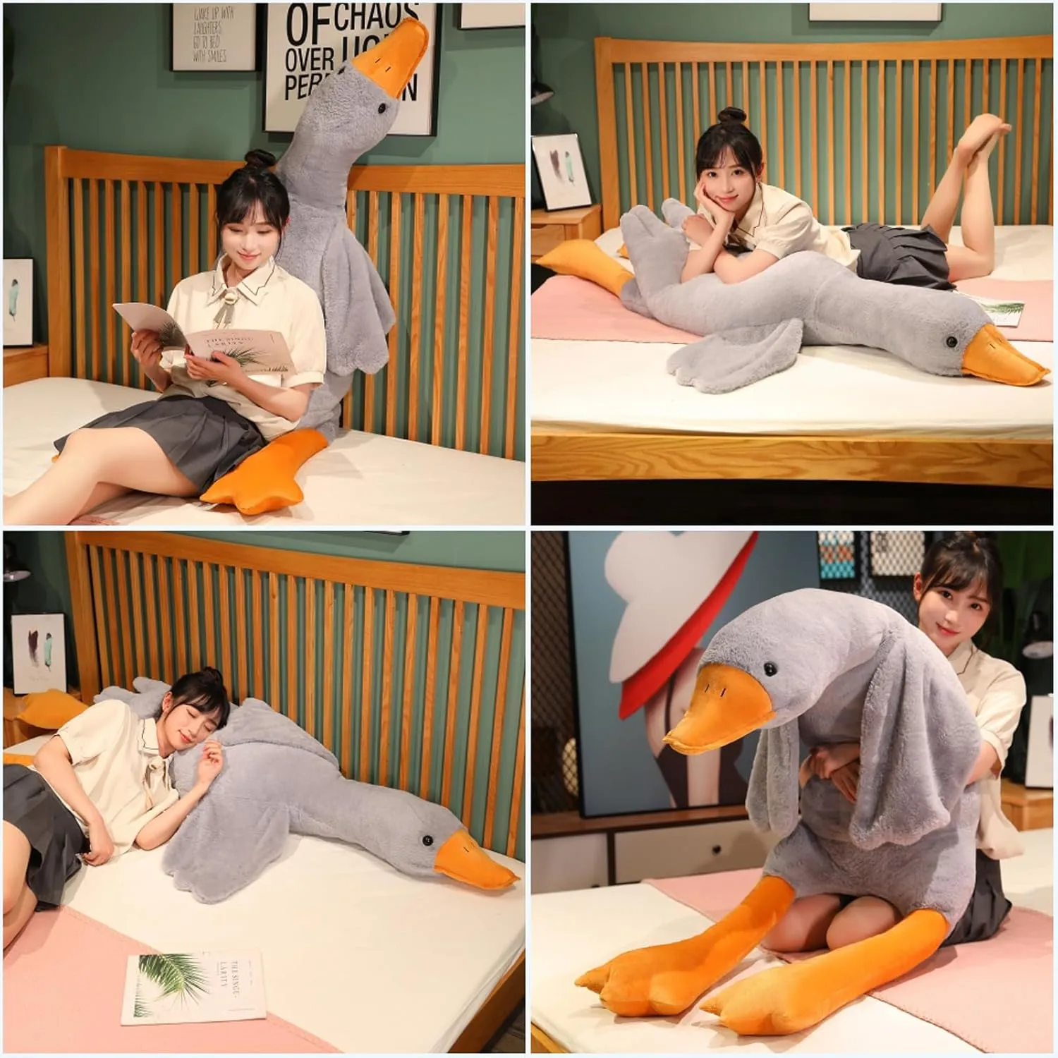 Swan Stuffed Animal, 74.8" 4.85 lbs Swan Plush Toy Large Goose Stuffed Animal Plush Pillow Grey Big Duck Stuffed Animals Plush Toy Gifts for Kids, Bed Sleeping