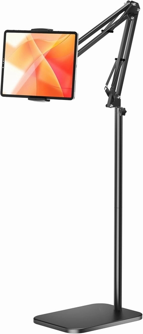 Tablet Floor Stand with 4.5LB Heavy Metal Base,Overhead Bed Phone Stand Angle Height Adjustable Holder, Universal Phone Mount for iPad iPhone Pro Air Mini, Samsung Tab, Kindle, E-Readers...