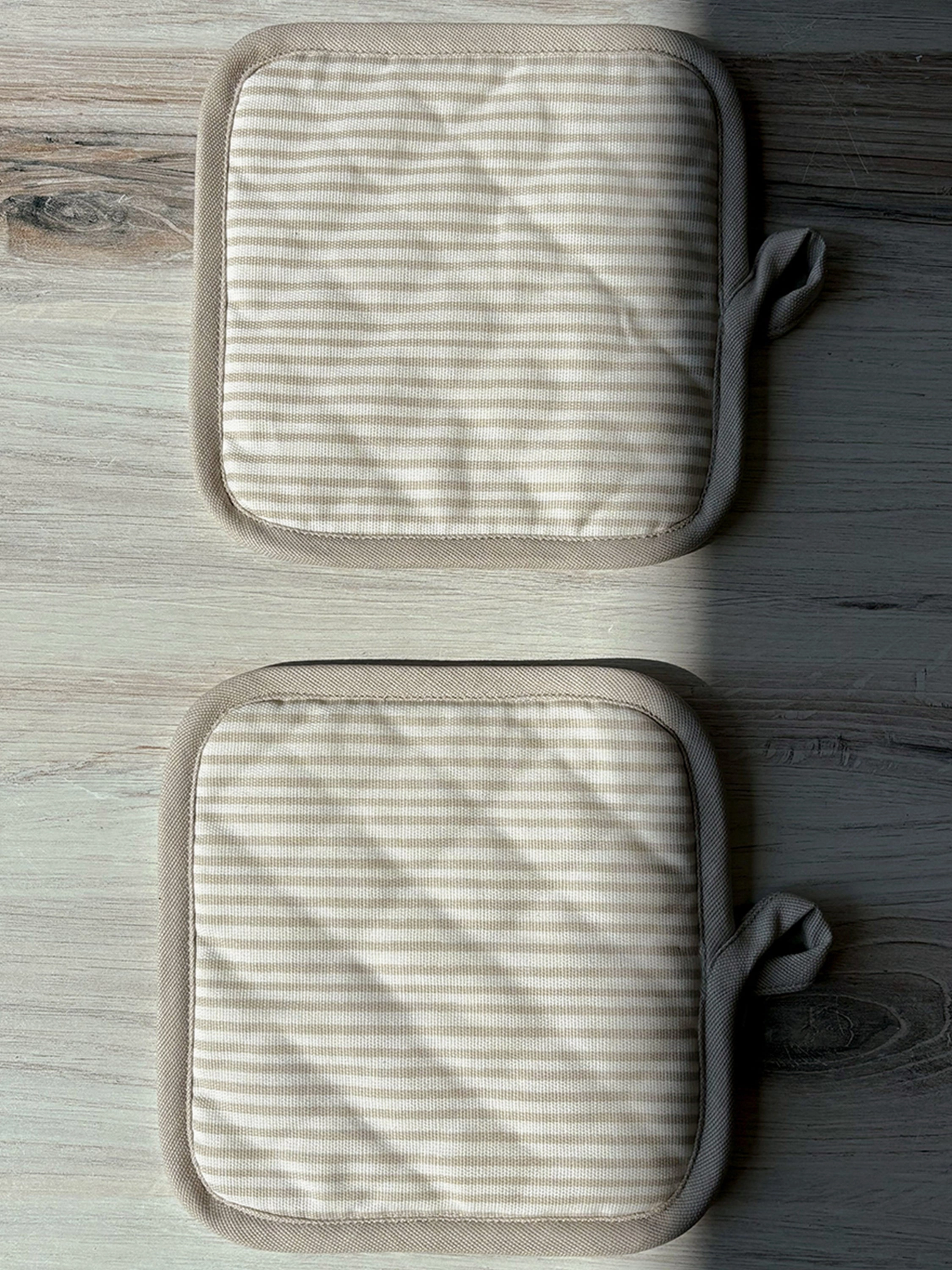 Tan Striped Pot Holder (Set of 2)
