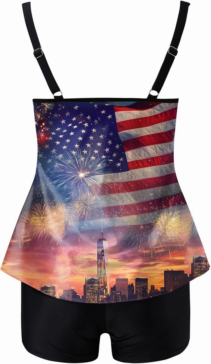 Tankini Swimsuits for Women 4th of July Tummy Control Swimsuit Bathing Suit Top with Boyshorts Flowy Swimwear