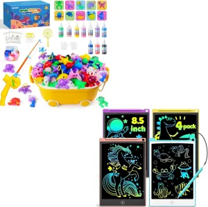 TECJOE 4 Pack LCD Writing Tablet & Magic Water Elf Toy Kit