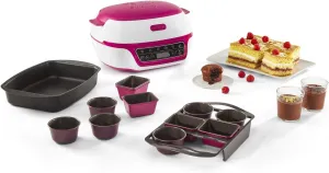 Tefal Smart Cake Machine, 5 Automatic Programs, 1 Manual Mode, 12 Mini Cake Moulds, 1 Large Mould, Compatible with CreaBake Series, Cake Factory Delights KD810112