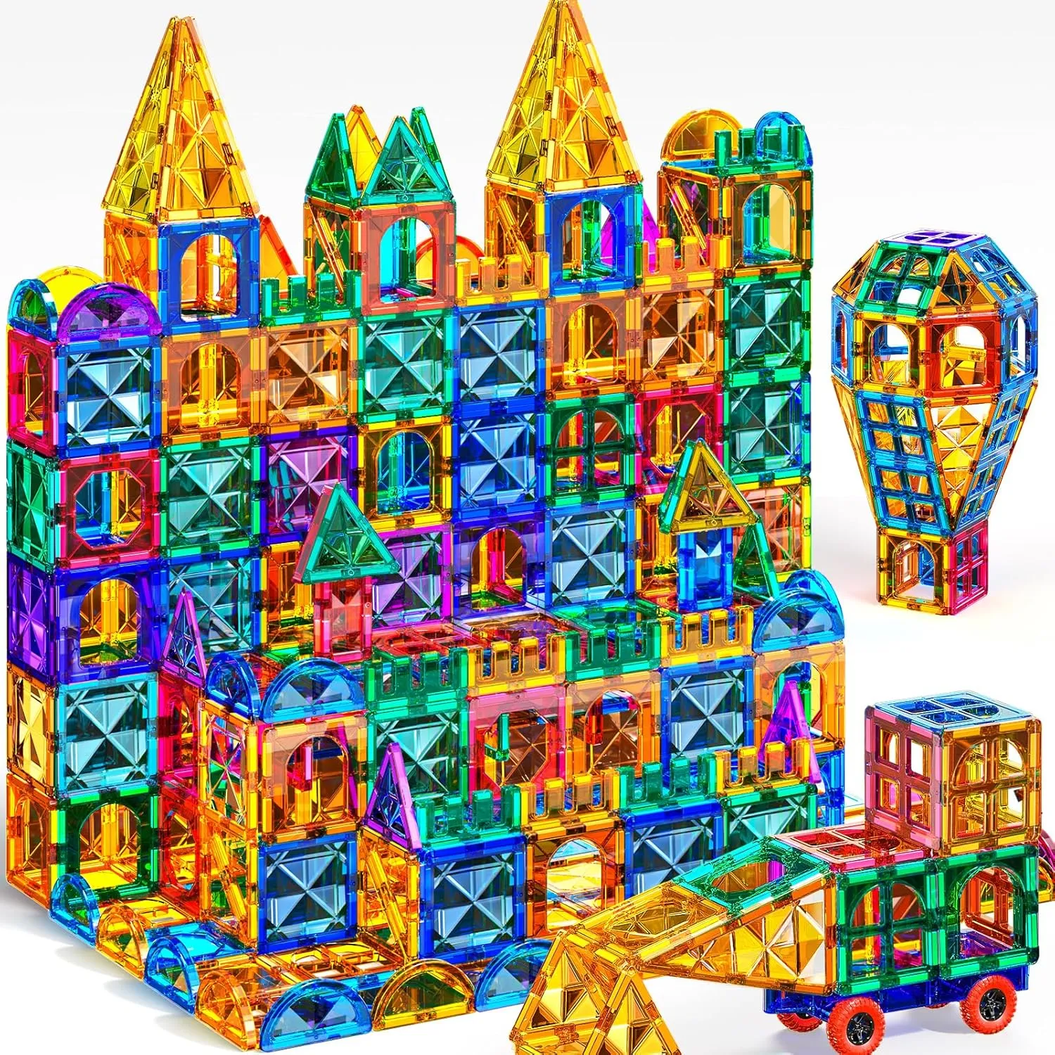 TEMI Magnet Tiles, 80 PCS Magnetism Building Toy Set, Learning and Education Toys for Ages 3 4 5 6 7 8  Year Old Toddler Kids Boys and Girls