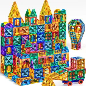TEMI Magnet Tiles, 80 PCS Magnetism Building Toy Set, Learning and Education Toys for Ages 3 4 5 6 7 8  Year Old Toddler Kids Boys and Girls