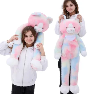 Tezituor 39 inch Giant Cat Stuffed Animal, 3lbs Weighted Stuffed Cat Plush with Long Legs, Pink Cat Plush Pillow Toy for Kids Adult