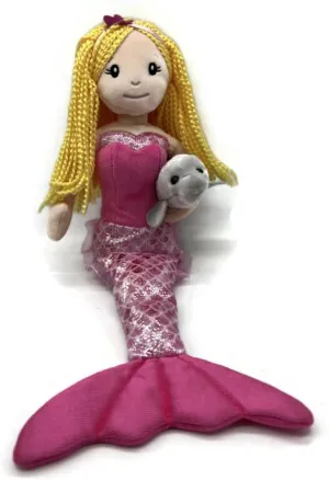 The Petting Zoo, Mermaid Doll with Manatee Stuffed Animal, Gift for Girls, Plush Doll with Manatee Plush Toy, 17 inch (Blonde)