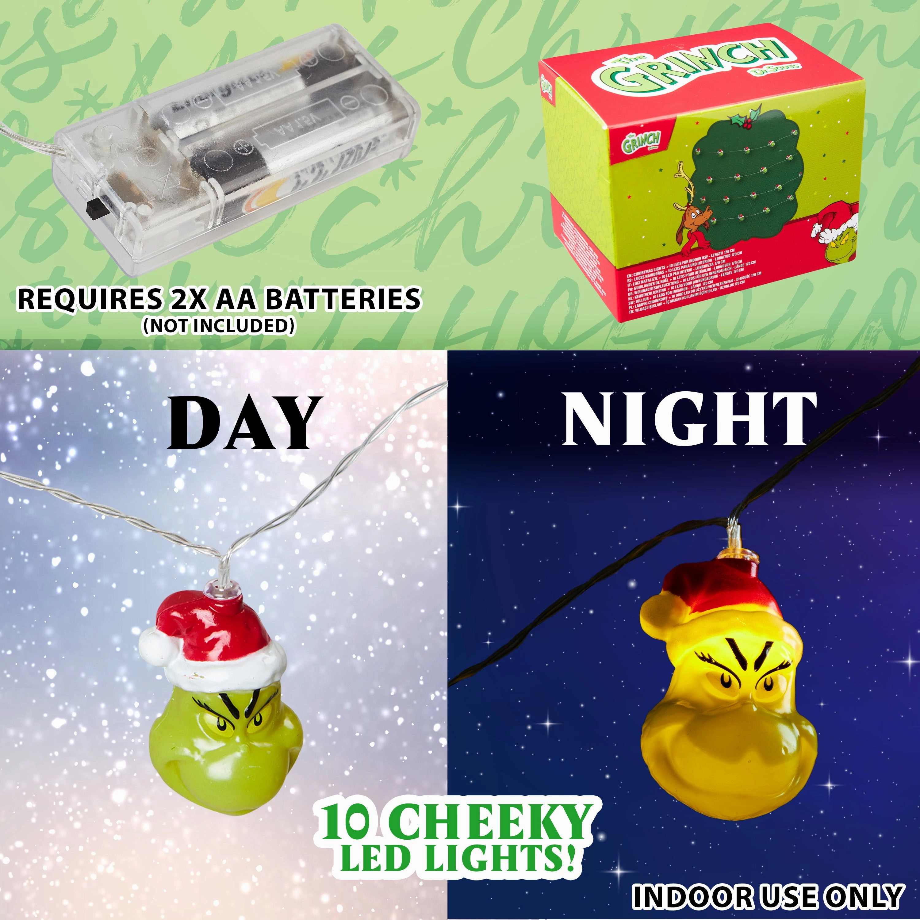 The Grinch Decorative String Lights (Green 3D)