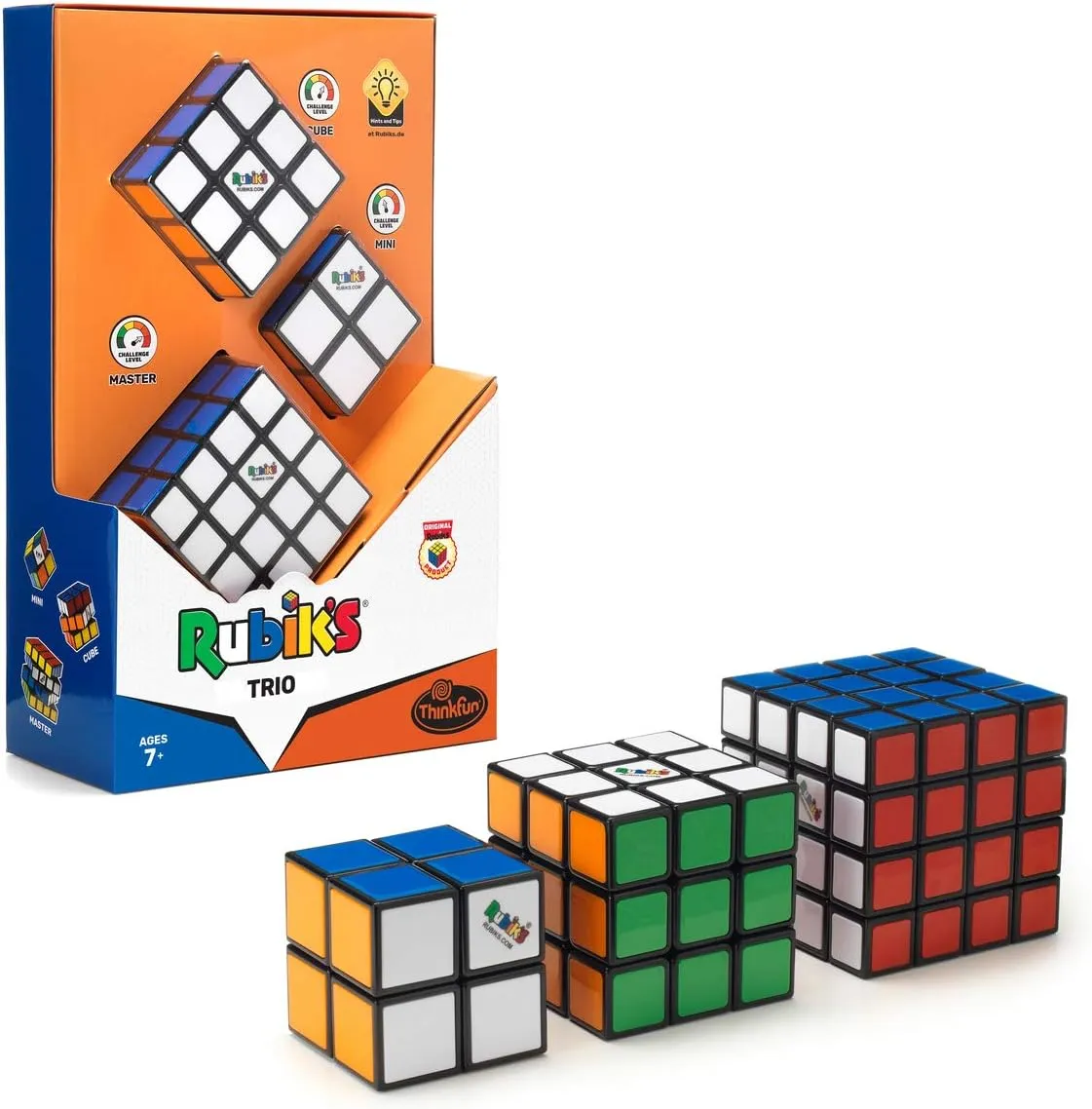 ThinkFun 76422 Trio, The Set Fan Contains Master 4x4, The Original Magic Cube 3x3 and The Rubik's Mini 2x2