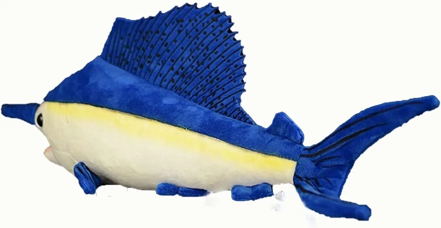 Tiny Heart Simulation Swordfish Plush-Sailfish Stuffed Animals-Marlin Deep Sea Plushie-Lifelike Gift Toy Fish Doll for Kids 18 Inches Long