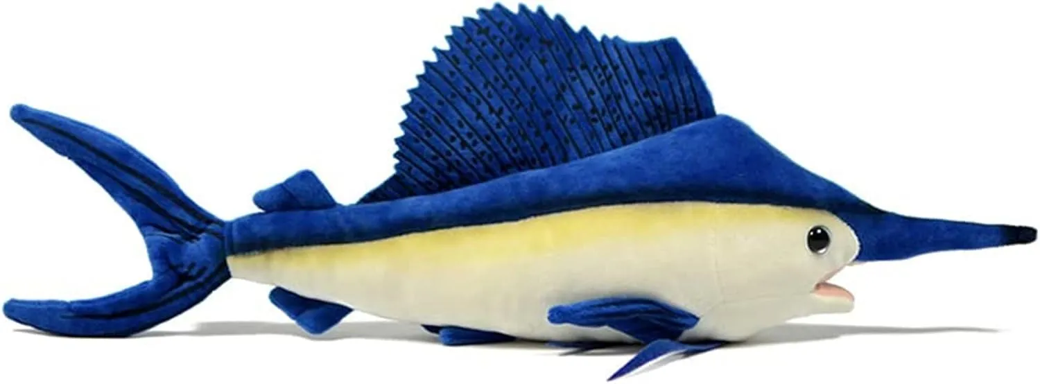 Tiny Heart Simulation Swordfish Plush-Sailfish Stuffed Animals-Marlin Deep Sea Plushie-Lifelike Gift Toy Fish Doll for Kids 18 Inches Long